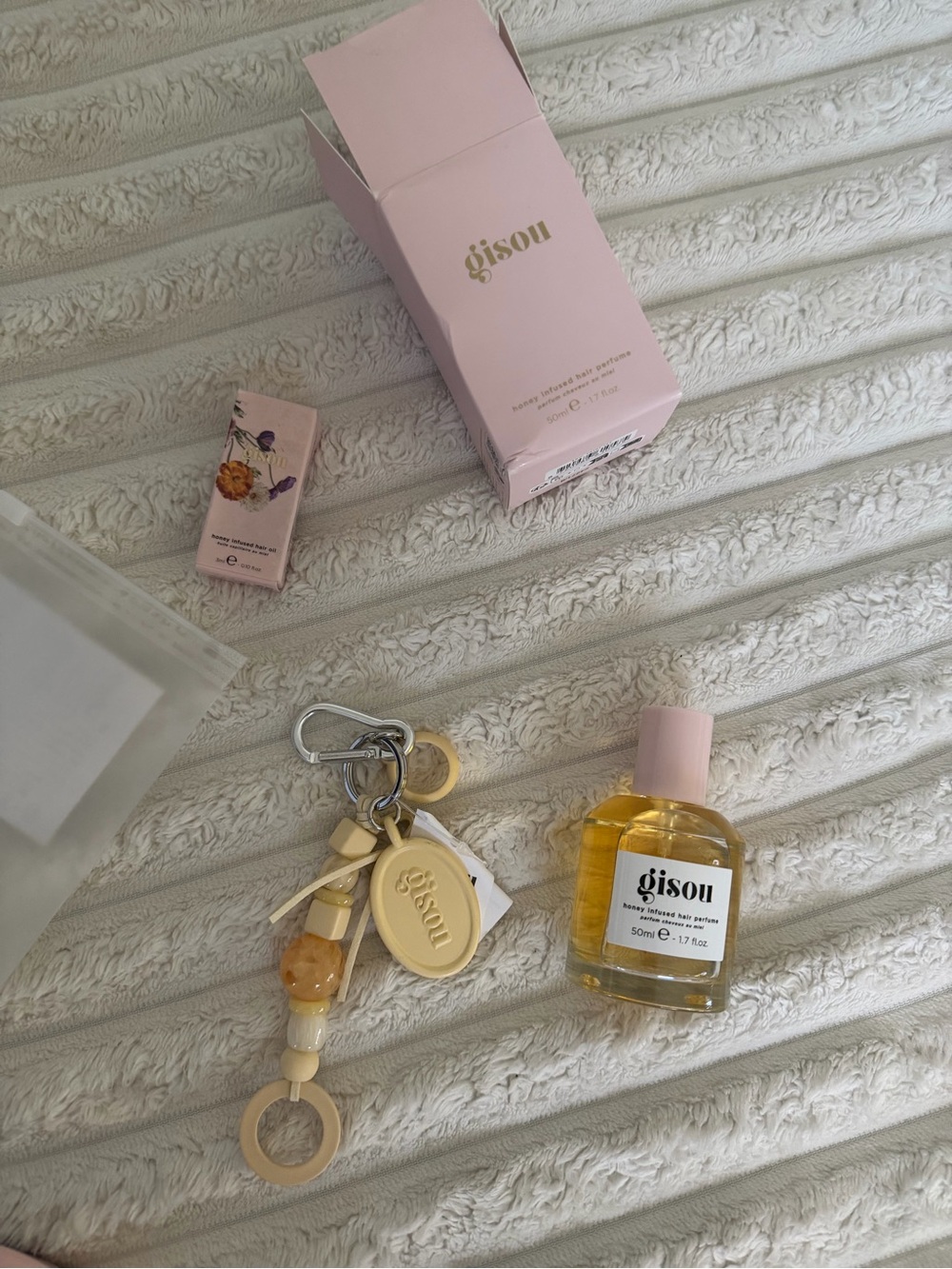 Gisou Pale Yellow Leather Key & Card Holder Keychain